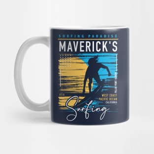 Retro Maverick's Beach Surfing // Surfers Paradise // Surf California Mug